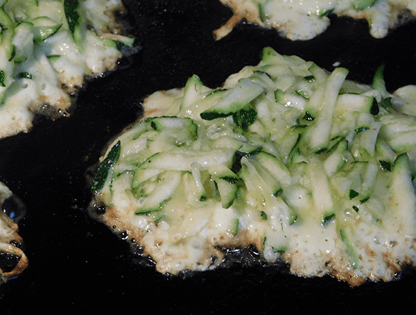 Zucchini Pancakes ready to flip