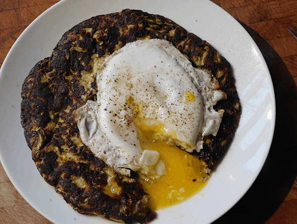 Zucchin Pancake with a fried egg on top
