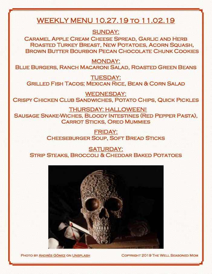 Weekly Menu 10.27.19