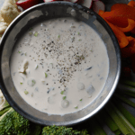 Green Onion Ranch in silver bowl with veggies