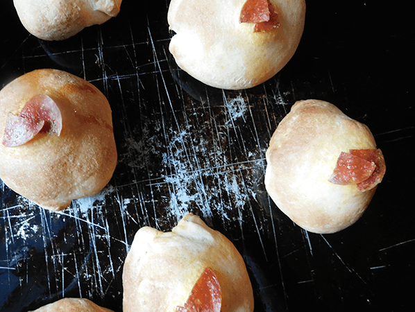 Pepperoni Balls cooked on baking sheet