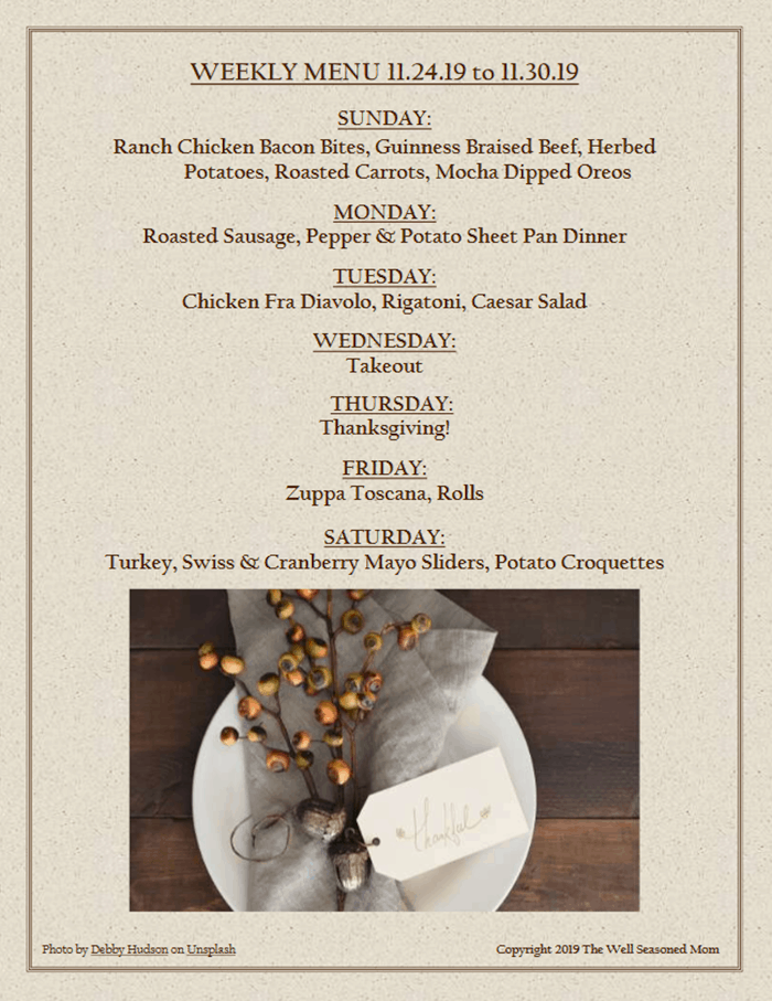 Weekly Menu 11.24.19