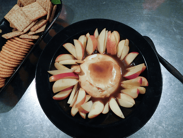 Caramel Apple Cream Cheese Dip ready to eat