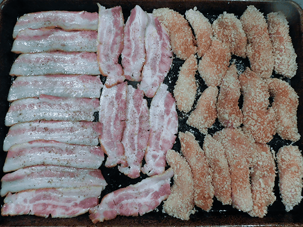 Bacon and chicken ready to go in oven