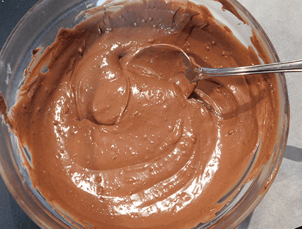 Chocolate and instant coffee melted in a glass bowl