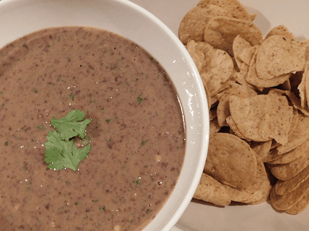 Creamy Black Bean Dip with corn chips
