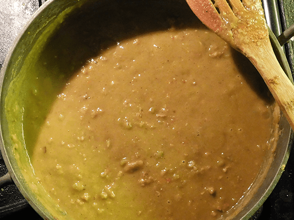 Sausage Split Pea Soup in soup pot