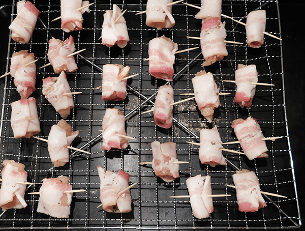 Chicken Bacon Ranch Skewers on a rack