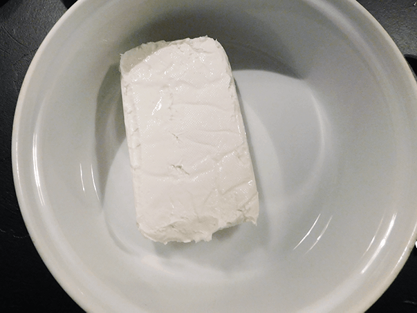 Cream Cheese in a casserole dish