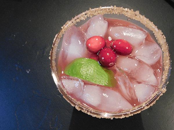 Cranberry Margarita in a glass ready to serve