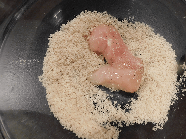 raw chicken in panko crumbs