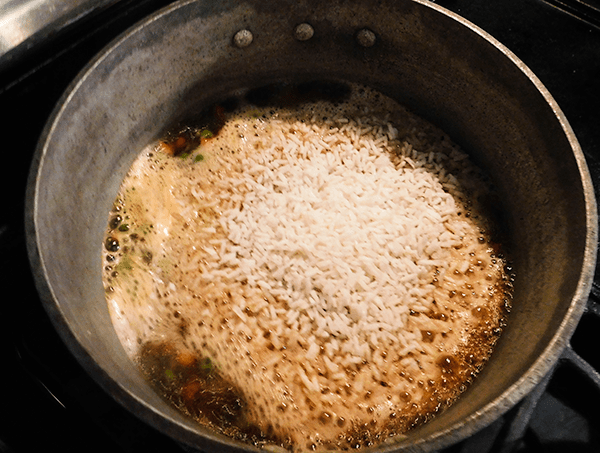 Fried Rice in pot cooking