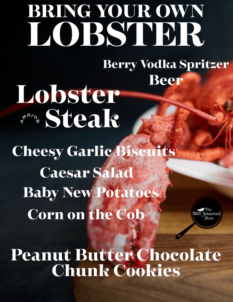 Menu for the lobster boil! 