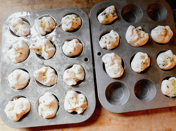 Cheese Stuffed Garlic Rolls Ready for the oven. 