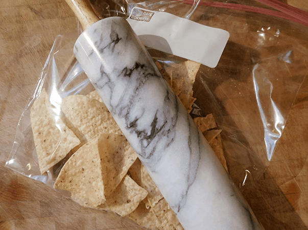 Marble Rolling Pin and corn chips