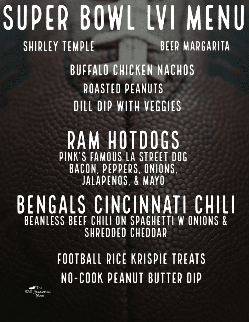 sUPER bOWL mENU 2022